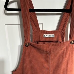 Luvamia Women's Rust Corduroy Overalls